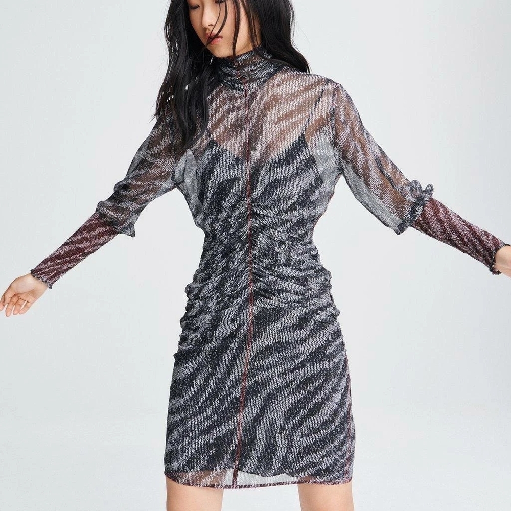 Rag & Bone Maris 100% Silk Zebra Print Mini Dress Size 10